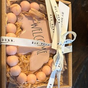 Rae Dunn Pink Welcome Sign with Beads